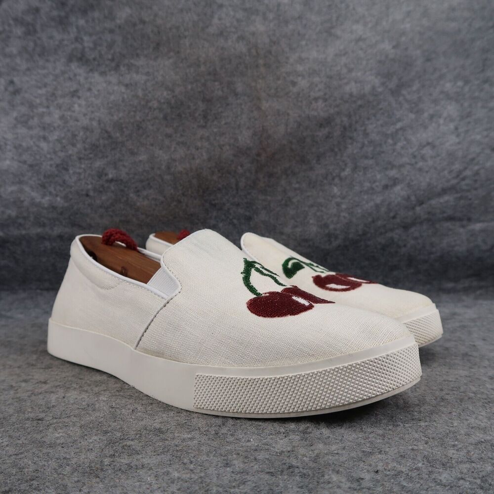 Katy Perry Shoes Womens 6 Sneaker Slip On Casual Cherry Sequin Kerry Flats White